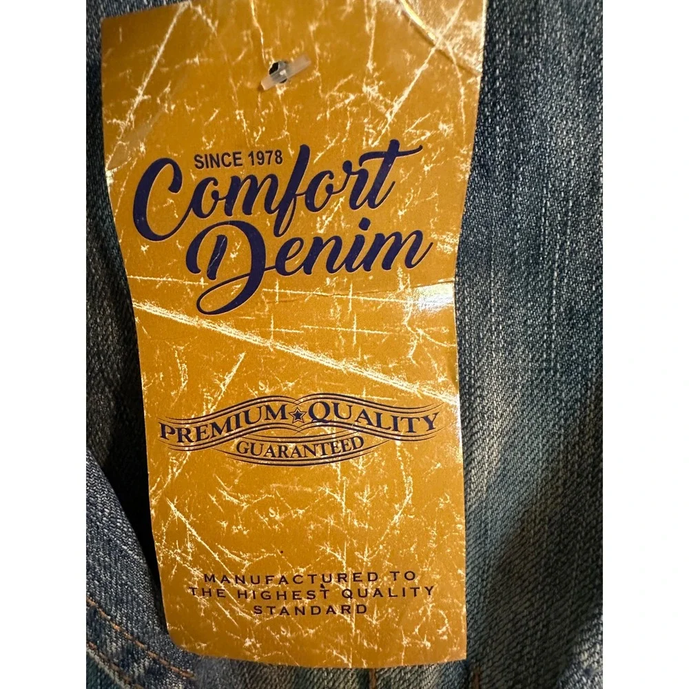 Comfort‎ Denim Juniors XL Blue Denim Vest Floral Lined Sleeveless Jacket NWT